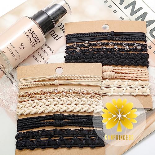 KANPRINCESS Boho Hair Tie Bracelets - Elastic Bands for Women's Ponytails, Daily Life, Sports, and Work (20pcs) - color: Set6