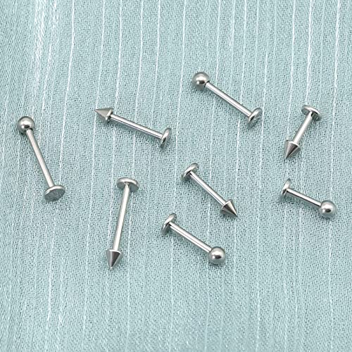 BLISI G23 Solid Titanium Eyebrow Piercing Jewelry, Gold Black Rose Gold Silver Pink Rainbow Eyebrow Rings 16G Curved Barbell,Tiny Vertical Labret Lip Jewelry Rook Piercing Jewelry for Women and Men - color: Silver 3