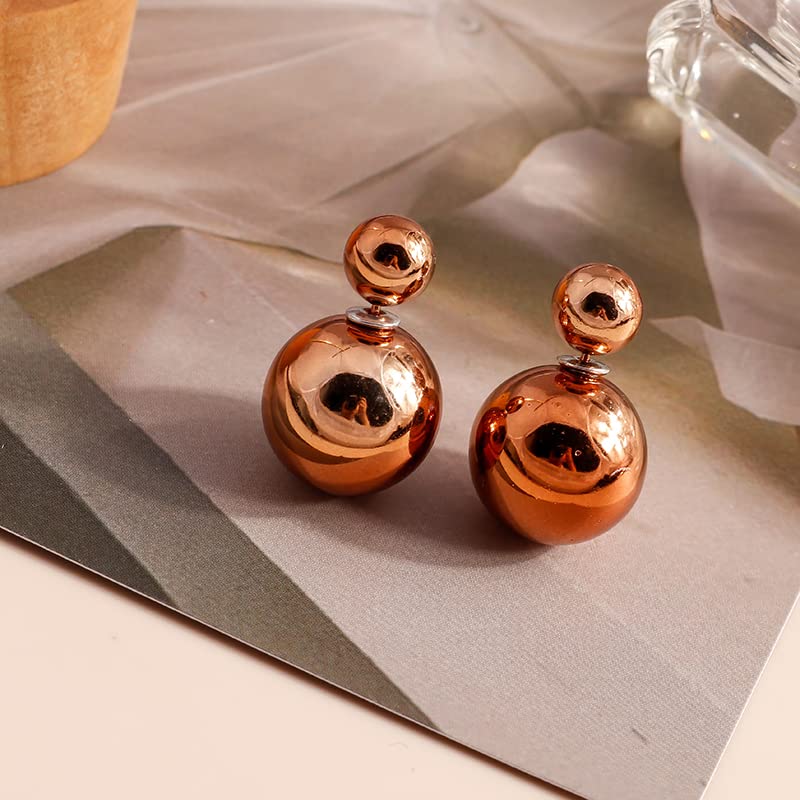 Double Sides Big Imitation Pearl Stud Earrings 11 Candy Colors Big Ball Earrings Women Party Ear Stud Jewelry