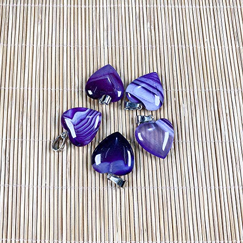 LHJ 20 Pcs Natural Stone Pendants Heart Shape Crystal Quartz Agate Charms for Jewelry Making Necklace Bracelet - color: Heart A