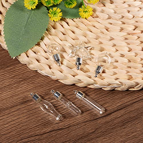 HARFINGTON 5pcs Name on Rice Glass Vial Pendant 6mm Width Heart Shape Screw Cap Clear Vial Necklace Hanging Wish Bottles for Liquid Sand Ashes DIY Pendant Craft Souvenirs