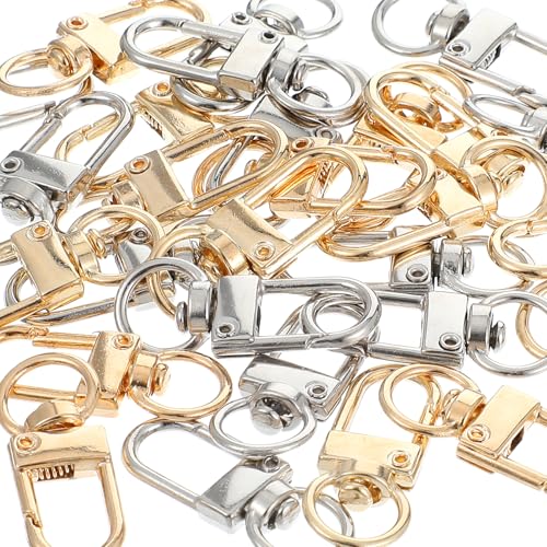 Lobster Claw Clasp 30 PCS Gold & Silver Keychain Hooks 360°Swivel Snap Hooks Metal Rotating Lanyard Hook Small Key Chain Rings for Jewelry Making Purse Bag Connector DIY Making Kit Accessories