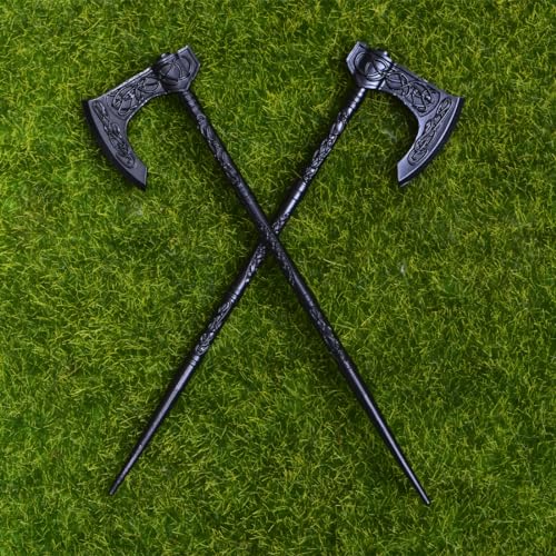 2PCS Retro Viking Axe Hair Sticks – Black Metal Hairpins for Women, Gothic Hair Accessories for Thick Hair, Halloween & Renaissance Festival (ZRTL21) - color: ZRTL21
