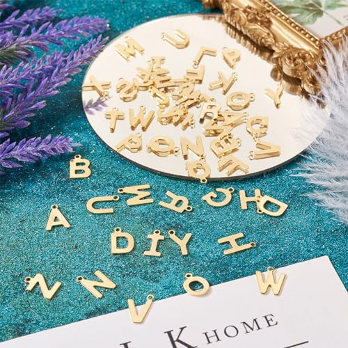 Craftdady Letter Charms Capital Pendants Mixed A-Z Initial Letter Number Charms DIY Bracelet Necklace Pendants for Jewelry Making, Gold, Antique Silver, Platinum - color: Real 18K Gold Plated