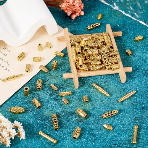 Craftdady 150Pcs Antique Gold Tube Bar Spacer Beads Tibetan Metal Column Barrel Drum Beads for Jewelry Crafts Making Hole:1-3.5mm - color: Antique Gold, Tube,150pcs
