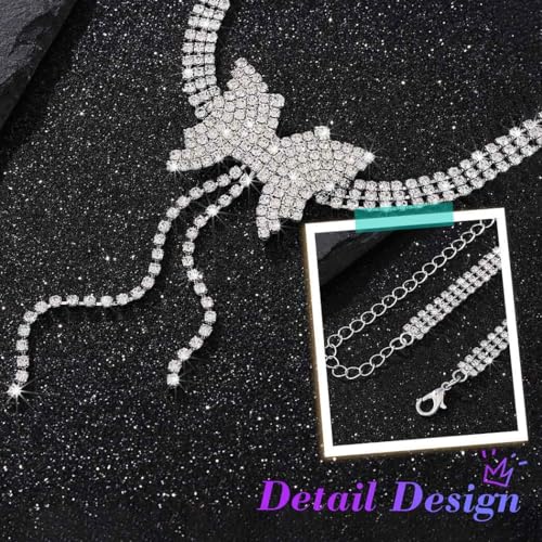 JEAIRTS Rhinestone Choker Necklace Silver Diamond Chain Jewerly for Women | Sparkly Multi-row Crystal Chokers Women's Wedding Prom Formal Jewelry Accessories - color: Style 2