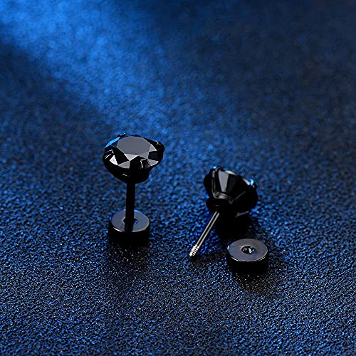 Stud Earrings Set 316L Stainless Steel Hypoallergenic Earrings for Women Men Earrings 3-7mm Cubic Zirconia Earrings Tragus Cartilage Helix Lobel Ear Studs 20G,Pack of 5 Pairs - color: C02:5Pairs(BLACK)