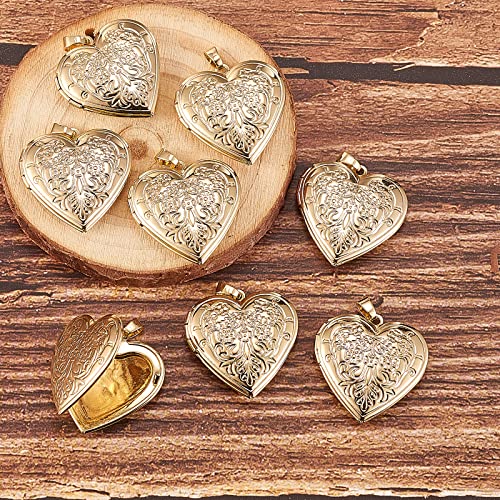 LiQunSweet 10 Pcs Sweet Heart Pendant Brass Locket Box Charms Photo Frame Memorial Collection Charms for Necklaces Jewelry Making - 29x28.5mm - color: Heart Locket Pendant_29x28.5mm