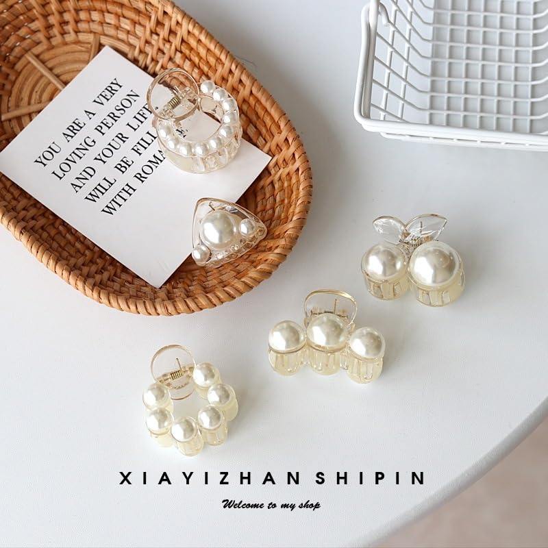 3 Pcs Pearl Hair Claw Clips for Women Girls, Fashion Claws Clip Non Slip Barrettes Jaw Clamps Hair Accessories (FD200-3Pcs)
