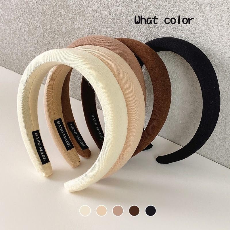 5pcs Wide Headbands for Women Non Slip - 1.2 Inch Thick Headbands for Women’s Hair - color: Brown