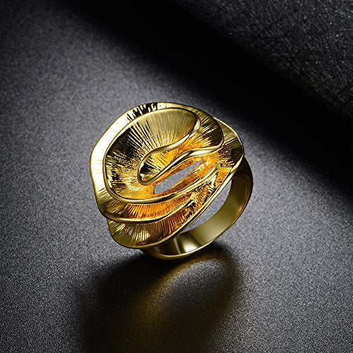 Mytys Cocktail Rings for Women Fashion 18K Gold Plated & Silver Flower Statement Ring Wedding Engagement Party Jewelry Gift - color: Gold