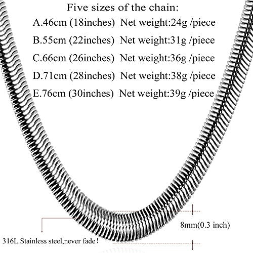 U7 Cuban Link Chain for Men Women Stainless Steel Curb Necklace, 7/9/12/15 MM Chunky Chain Silver/Gold/Black Mens Hip Hop Jewelry 18''-30'' - color: i. 8mm-silver, size: 22 Inch
