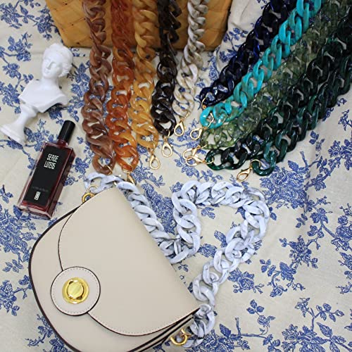 AUMEY Handbag Chain Straps Acrylic Purse Chain Strap Fashionable Replacement Purse Clutches Handles for Purse Handbags DIY Crafts, 15.7 inch of Each (03-Lake blue) - color: 03-lake Blue