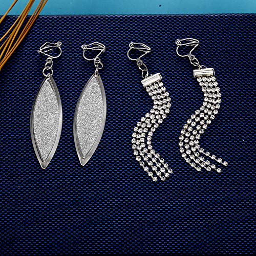 15 Pairs Wholesale Clip on Earrings for Women Trendy,Lightweight Clipon Earrings for Women in Silver Tone - style: Style A