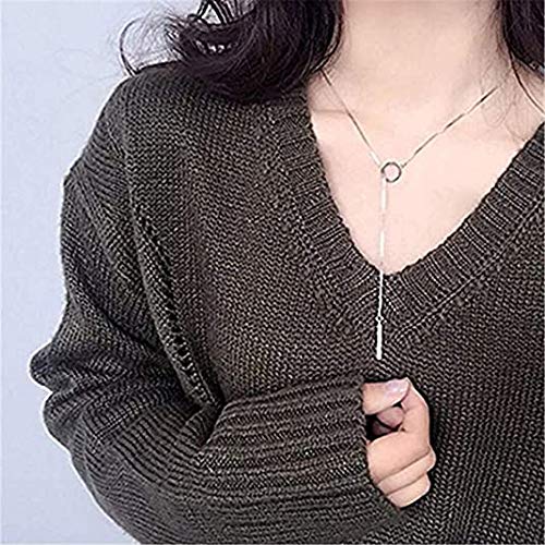 Dcfywl731 Minimal Dainty Gold Plated Dangle Earrings Layered Bar Pendant Neckalce Gold Long Y-Necklace Gold Earrings and Necklaces Set Delicate Lariat Chain Jewelry for Women - color: B5: sliver long necklaces