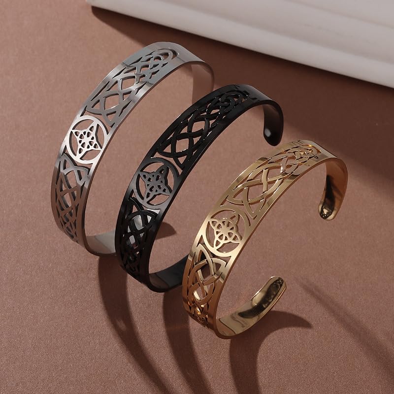 Stainless Steel Cross Adjustable Cuff Bracelet Men Womens Celtic Seal Two X Shape Amulet Jewelry - color: black