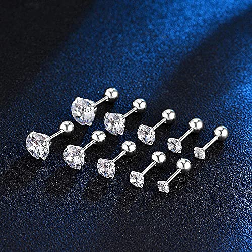 316L Surgical Stainless Steel Huggie Hoop Earrings 8MM Silver Stud Earrings Set Hypoallergenic Earrings for Women Men Girls
