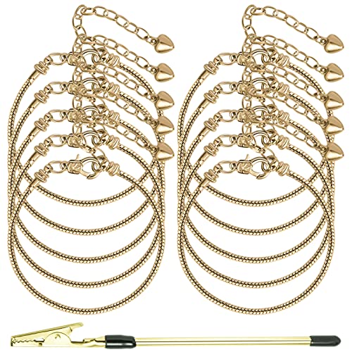 ZYEHXED 10PCS Snake Chain Charm Bracelet with Bracelet Helper Adjustable Snake Bracelet Chains with Lobster Clasp Extender Chain for Women DIY Jewelry Making Supplies - color: 10Pcs Gold Bracelet with Bracelet Helper