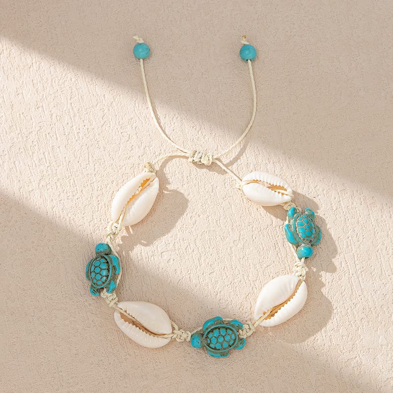 Caiyao Boho Turtle Starfish Shell Evil Eye Beach Ankle Bracelets Necklace Adjustable Summer Ocean Bracelets Jewelry for Women - style: Turtle