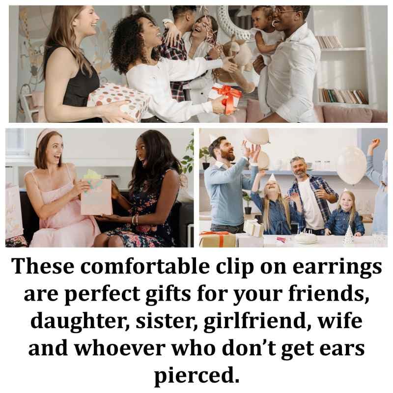 Drop Cubic Zirconia Invisible Clip On Earrings for Women Not Pierced Gold Teardrop Sqaure CZ Crystal Dangle Gold Silver Comfortable Clip On Earrings Bridal Wedding Prom - color: Screw-Back Round Gold
