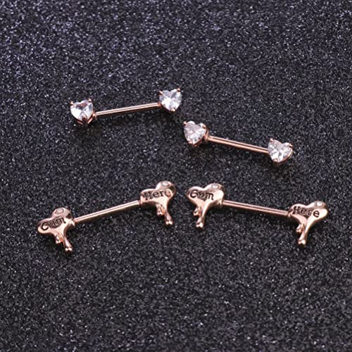 Besteel 8 Pairs Nipple Rings 14G Stainless Steel Nipplerings CZ Heart Butterfly Ball Tongue Barbell Rings Retainer Body Piercing Jewelry for Women