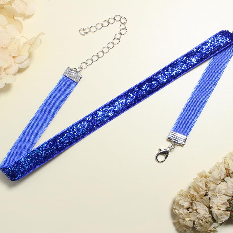Nova&Aria Chokers Set For Women Heart Choker Necklaces Flower Pendant Velvet Cute Pink Turquoise Blue White Black Choker Necklace Christmas Colorful Lace Chokers - color: DarkBlue