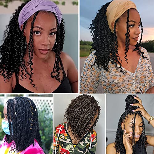 Unionbeauty 8 Packs 14 Inch Boho Box Braids Crochet Hair with Curly Ends Bob Bohemian Hippie Braids Pre-looped Messy Goddess Box Braids Hair Ombre Synthetic Braiding Hair Extension for Black Woman 53# - color: 53#, size: 14 Inch (Pack of 8)