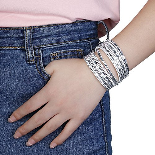 Sexy Sparkles Suede Velvet Wrap Bracelet – Adjustable Multi-Layer Jewelry with Snap Clasp for Women. - color: White