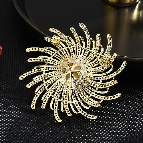 Brooches and Pins for Women Elegant Flower Pearl Brooches Costume Broches Jewelry Lady Christmas Pin for Women - style: Equinox Flower