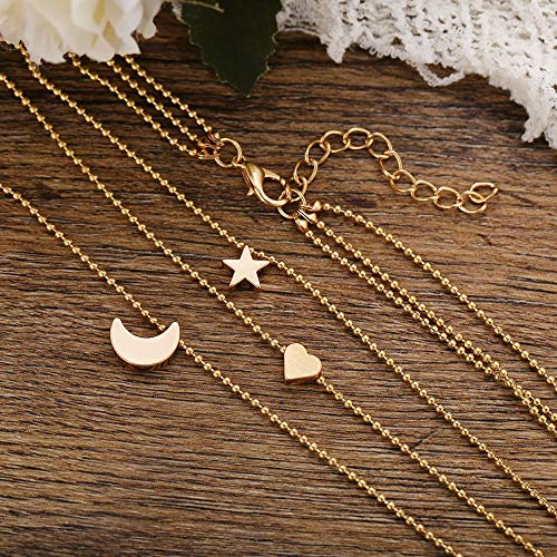 Crescent Moon and Star Pendant Necklace for Women,NecklaceDainty Gold Pendant Necklaces Delicate Minimalist Jewelry Teen Girls Birthday Gifts