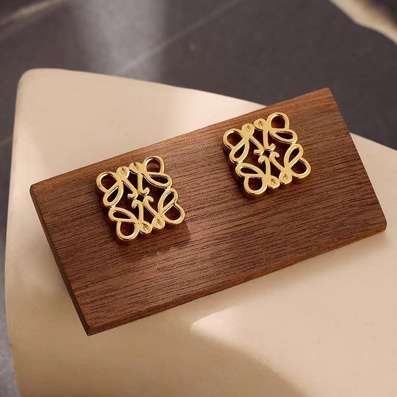 14K Gold Plated Knot Stud Earrings for Women, Minimalist Openwork Geometric Earrings, Lightweight Polished Fashion Jewelry for Daily Wear
