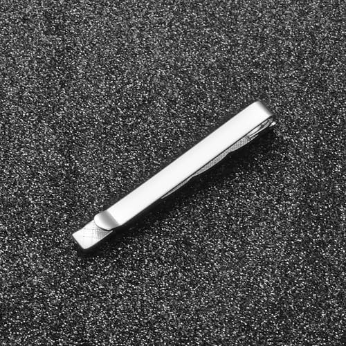 Mens Chain Tie Clips For Men Unique Silver Black Gold Tie Bar Round Stainless Steel Tie Clip - style: Simple Silver
