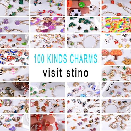 stino 50Pcs Silver Metal Bail Clasp Beads with Charms Mix-style | without repetition, Jewelry Making