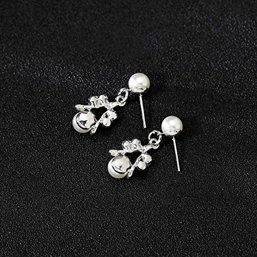 tenghong2021 Fashion Classic Faux Pearl Jewelry Set Necklace Bracelet Earrings for Women Best Gift - color: Silver Leaf