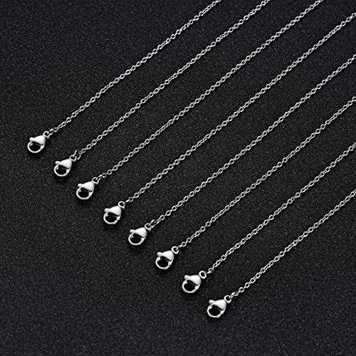 Stainless Steel Chain Bulk: LUCKYPADS Silver Chain Necklace Pack 1.5 mm Thin Chains 35 Pack Silver Cable Chains for Necklace Making (17 Inches) - color: 35 Pack Silver