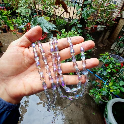 8x12mm Teardrop Glass Beads for Jewelry Making, Vertical Hole Faceted Crystal Prism Beads for Pendants Bracelet Necklace Earring, Clear Purple 100pcs - color: Clear Purple