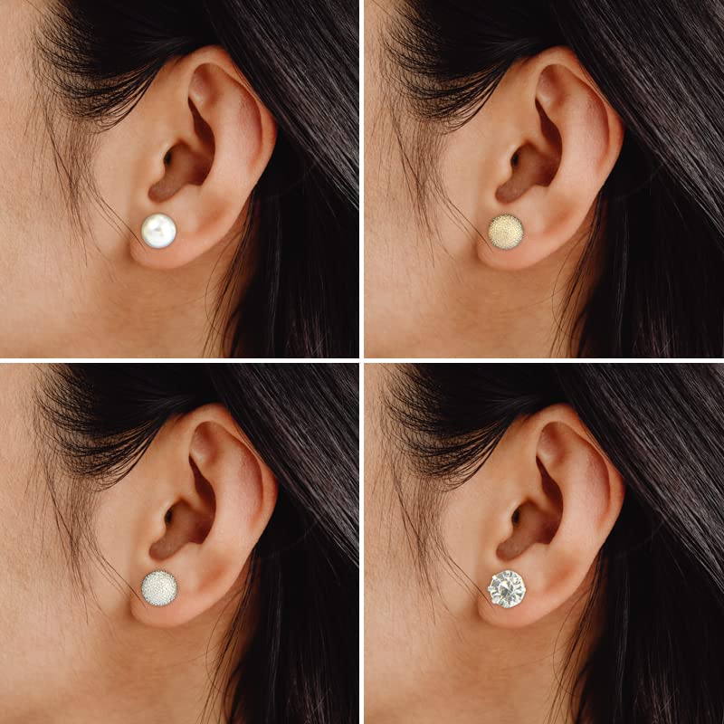 20 Pairs Stud Earrings Crystal Pearl Earring Set Ear Stud Earring for Women Men Silver and Gold for Christmas Gifts - color: 20 pairs