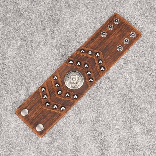 Jeilwiy Punk Leather Wristbands for Men Bracelets Handmade Wide Cuff Bangle Braided Jewelry Black Brown Adjustable - Punk Father's Gifts - color: 02 Leather Cuff Bracelet Brown