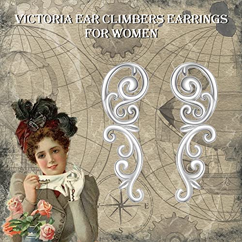 Ear Climbers Earrings for Women Sterling Silver Vintage Ear Crawler Earrings Jewelry Gifts for Women - style: Filigree