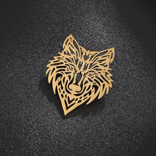 Large-sized Gold Color Phoenix Bird Brooch Wolf and Lion Brooch and Pin - style: Wolf King