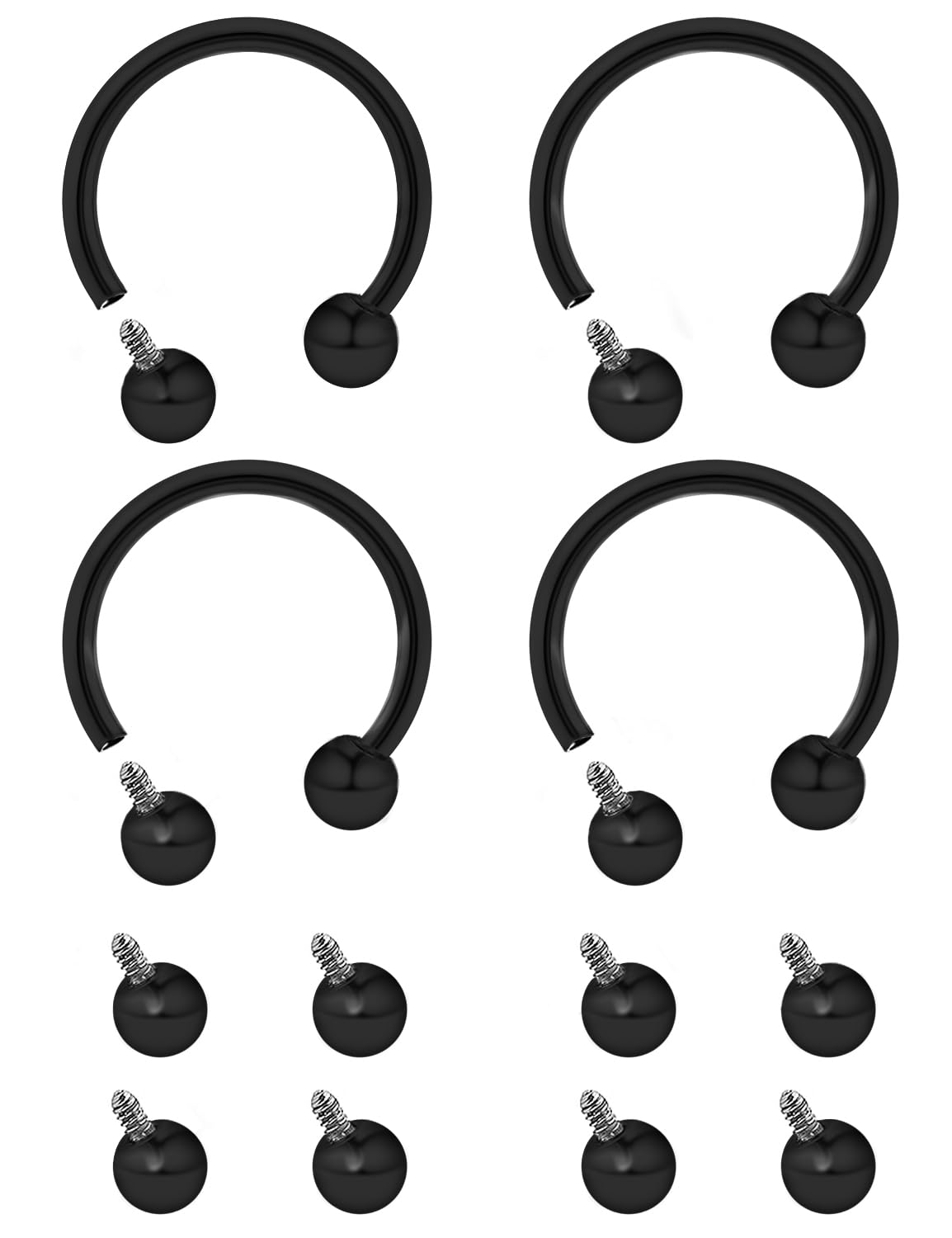 Lcolyoli 16g Septum Rings Internally Threaded Surgical Steel Septum Jewelry Lip Rings Hoop Labret Jewelry Horseshoe Earrings Daith Piercing Jewelry for Women Men - color: 16g,Inner diameter:10mm,black