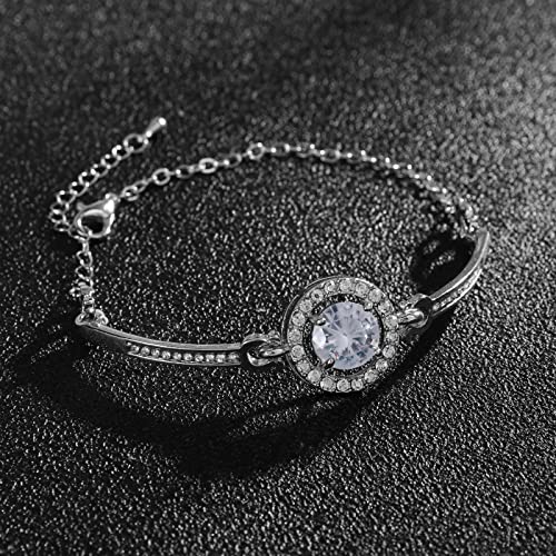 Crystal Jewelry Set for Women Cubic Zirconia CZ Jewellery Bridal Pendant Necklace Bracelet Earrings Set Wedding Jewelry Set - color: Silver