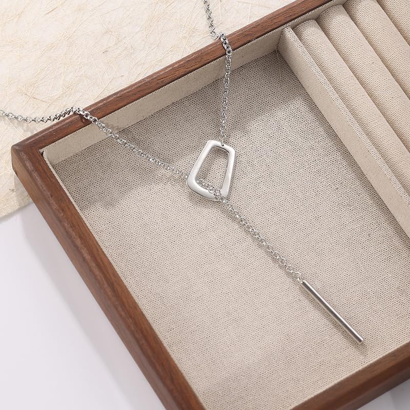 Large Statement Y-Necklace for Women – Bold Adjustable Lariat Pendant, Stainless Steel Geometric Link Chain, Minimalist Holiday Gift Modern Y-Shaped Necklace for Men Women