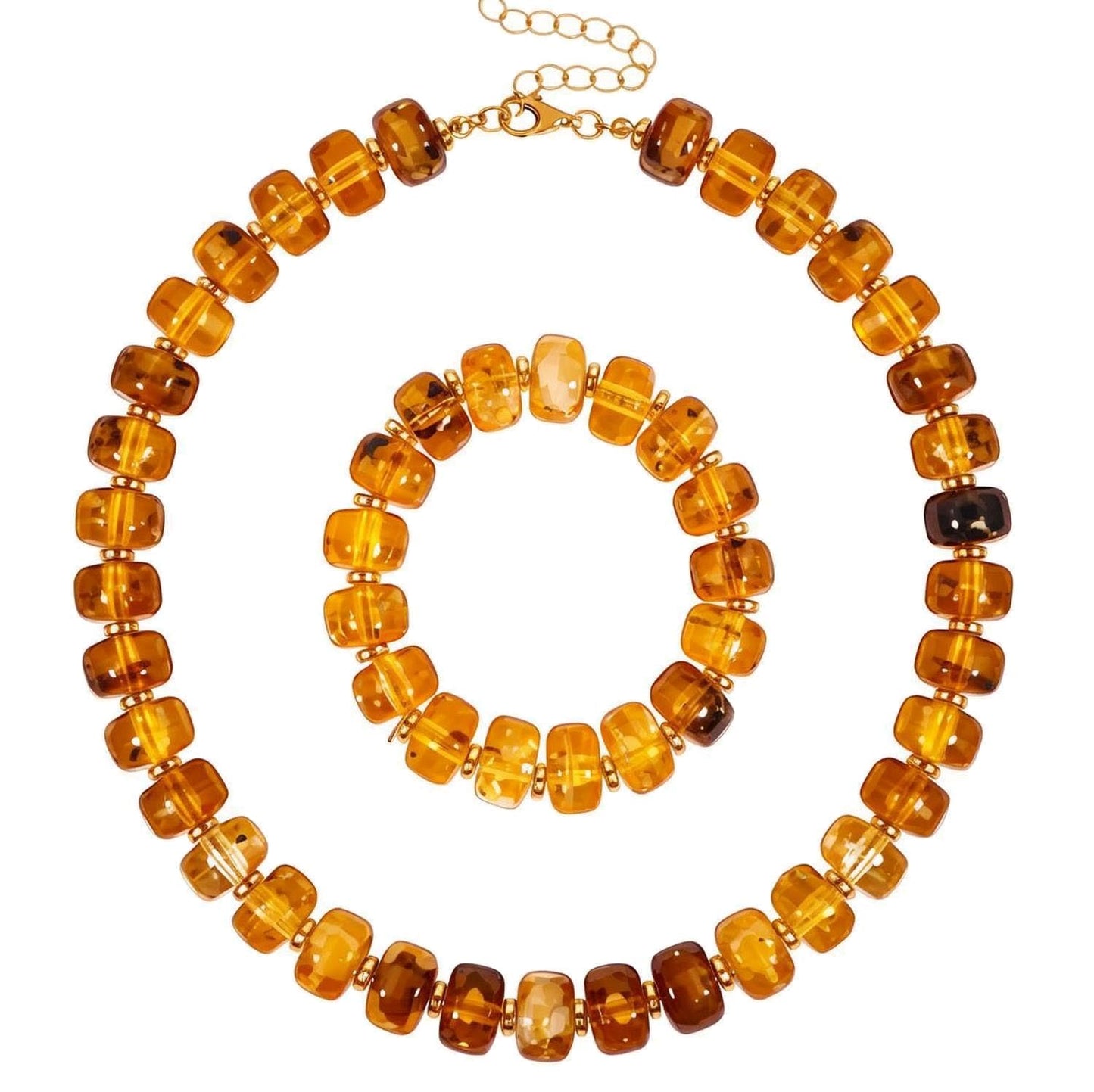 KOSMOS-LI Colorful Beaded Necklace for Women Unique Resin Beads Choker Necklaces Boho Statement Chunky Necklace Summer Vacation Jewelry - color: amber