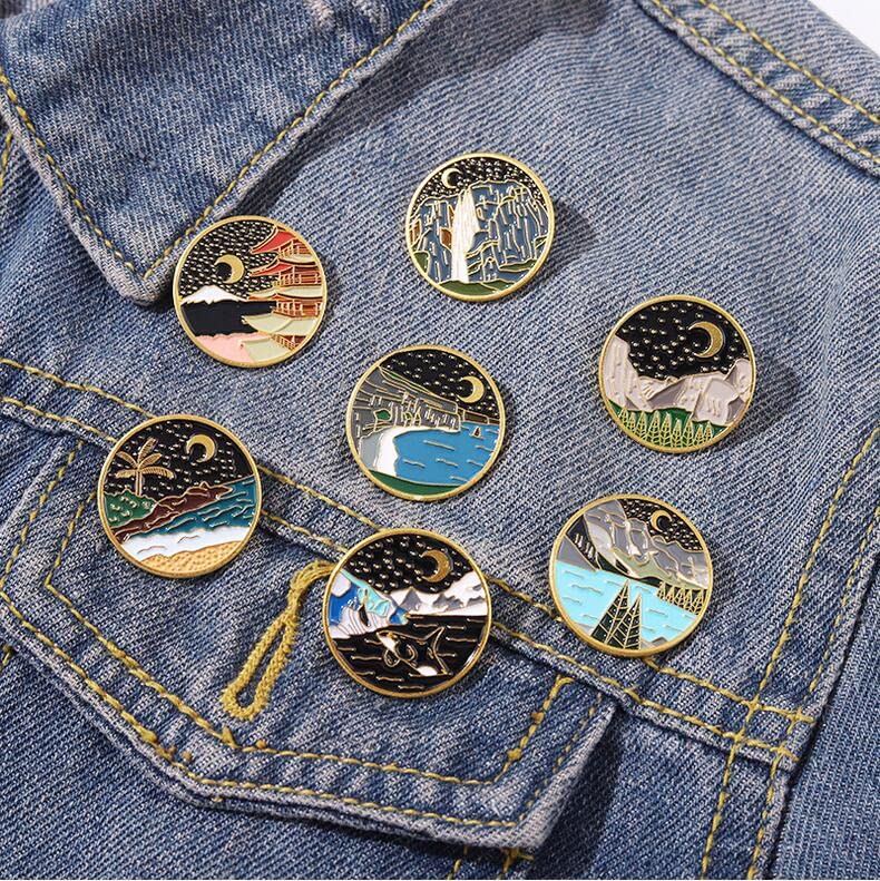 Cute Enamel Pin Set Lapel Pins Brooches Cartoon Brooch Badge Pins for Clothes Bags Backpack for Women - color: Starry Sky