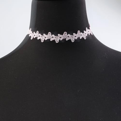 Pink Lace Choker Necklace Set, 10 Pieces - color: Pink