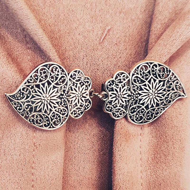 Vintage Sweater Swirl Clip Cape Cloak Retro Cardigan Shawl Collar Clasp Dress Shirt Brooch Clip - style: A x 2