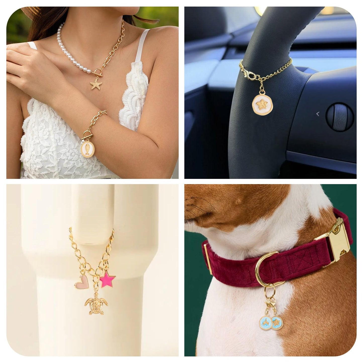 Craftdady Golden Enamel Ocean Animals Pendants Stainless Steel Summer Sea Charms with Jump Ring for Jewelry Making Crafting Necklaces Bracelets Earrings Keychains - color: 18k Gold Plated-9 Styles Ocean