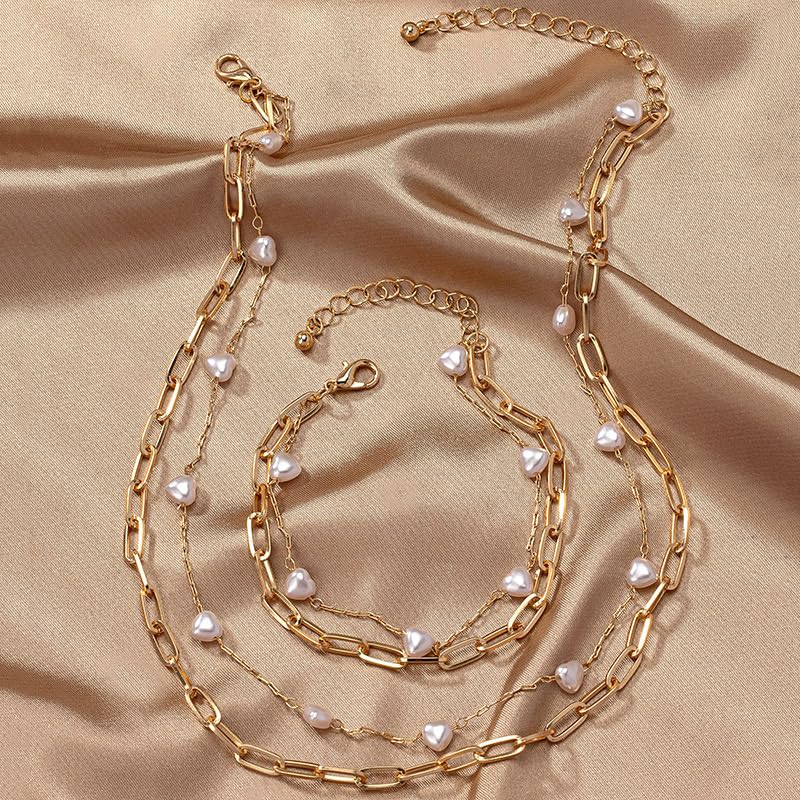 Pearl Necklace for Women Dainty Pearl Necklace Timeless Jewelry christmas gifts friendship gifts for women - color: D-Chain Pearl Necklace Jewelry Set