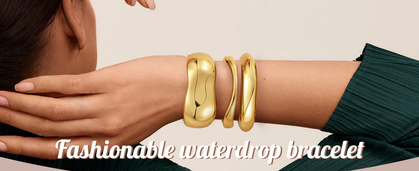 Chunky Gold Bangle Bracelets for Women, Gold Twist Cuff Bracelet | Trendy Stackable Bangles Set Fashion Jewelry Gifts - color: 2PCS Gold